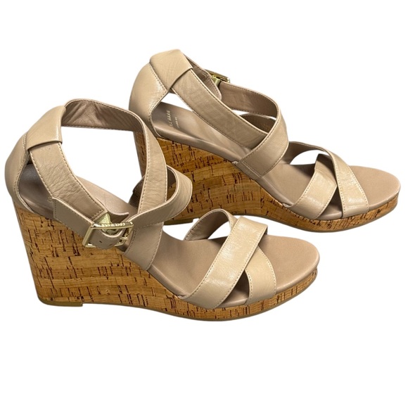 Cole Haan Women's Leather Maple Sugar Jilian Wedge Sandals EUC - Picture 2 of 10